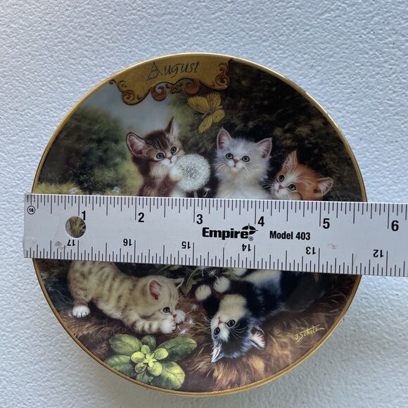 August - In The Meadow Plate Cat Kitten By Jurgen Scholz Timeless Tails 1999 - Picture 8 of 10